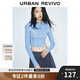 UR2025春季新款女裝時尚休閑插肩袖拉鏈立領(lǐng)針織衫UYV950024 淺藍(lán) (偏短) S