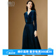晚白【斷碼清倉(cāng)拼手速】氣質(zhì)V領(lǐng)長(zhǎng)袖百褶連衣裙 寶石藍(lán) S