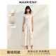 MAXRIENY【商場同款】法式宮廷抽繩連衣裙復(fù)古極簡收腰長裙25夏款 米白 S