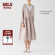 無印良品（MUJI）女式 漢麻 套頭連衣裙 女裝長袖裙子春秋BG96CC3A 淺米色 L （165/88A）