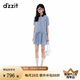 DZZIT地素連衣裙2025夏季新款復(fù)古深藍(lán)格子拼接小翻領(lǐng)短裙女3J2O4383T 深藍(lán)色（連衣裙) S