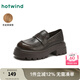 熱風(fēng)（Hotwind）厚底樂(lè)福鞋25年春季英倫風(fēng)復(fù)古黑色小皮鞋百搭單鞋 02棕色 39