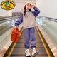 G.DUCKKIDS女童春秋裝套裝2024新款中大童女孩童裝兒童衛(wèi)衣運(yùn)動(dòng)服秋冬兩件套 字母R連帽套裝-紫色 140cm