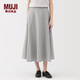 無印良品（MUJI）女式 涼感 寬擺裙 長半身裙女裙子25年夏季 女裝涼感物語BE1VTC5S 灰色條紋 M （160/66A）