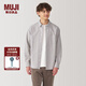 無印良品（MUJI）男式 水洗牛津紐扣領(lǐng)長袖襯衫 男士襯衣外套純棉 春季 AC4AAC4A 米色格紋 XL (180/104A)