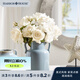 Harbor House美式家居假花裝飾仿真花擺件玫瑰花客廳花束絹花【門店同款】 Flora三杈仿真玉白色大開玫瑰/支