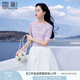 香影紫色針織衫女短袖2025夏裝新款t恤氣質(zhì)套頭鏤空圓領(lǐng)正肩上衣 紫色 M 160/84A/95-110斤