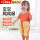 紀(jì)奈落爬爬服爬行嬰兒春夏秋季寶寶拖布連體衣服防臟罩衣擦地板拖把 桔色夏款【80碼】