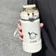 希樂(lè)（cille）學(xué)生保溫杯男女士高顏值316不銹鋼雙飲吸管杯子兒童戶外便攜水杯 白色【316內(nèi)膽/雙飲/貼紙】450ml