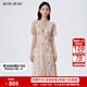 BUOUBUOU2025夏季新款法式優(yōu)雅知性V領(lǐng)網(wǎng)紗短袖刺繡連衣裙女 卡其C71 2XL