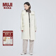 無印良品（MUJI）女式羊毛混牛角扣大衣長款連帽毛呢呢子外套秋冬季外衣女裝 米白色 M (160/84A)