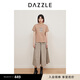 DAZZLE地素 T恤2024夏季新款女裝摩登圓領(lǐng)珠片印花正肩短袖上衣 深卡其色 01/XS/155/80A