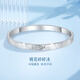 夢(mèng)金園鉑金手鐲碎碎冰手鐲桃花爆閃白金PT950固口手環(huán)送女友生日禮物 圈口56重約19.95g【桃花碎碎冰】