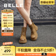 百麗（Belle）百搭馬丁靴女商場同款真皮戶外徒步短靴B8P1DDD4 棕色 36 (230mm)