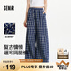 森馬（Semir）休閑褲女肌理格子闊腿褲ins潮2025夏季復(fù)古遛彎長褲109325127012