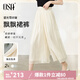 歐莎（OSA）冰絲休閑褲女夏季薄款小個子寬松慵懶風(fēng)垂墜感闊腿褲八分褲裙 淺杏色 L