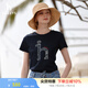 哈吉斯（HAZZYS）女裝 夏款女士大狗圖案圓領T恤衫女ASTSE0BBE52 藏青色NV L (165/88A 40)