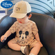 迪士尼（Disney）嬰兒衣服夏季0-2歲寶寶短袖連體衣男孩卡通新生兒棉質(zhì)薄款爬服 卡通米奇頭連體衣 卡其色 90cm 90尺碼