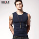 續點(diǎn)無(wú)袖背心男寬肩砍肩無(wú)袖t恤男圓領(lǐng)健身修身運動(dòng)緊身彈力夏季棉質(zhì) 寶藍色 XL 碼128-138斤左右修身版型