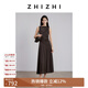 致知ZHIZHI 隔簾聽 蛀蟲紗女性化捏褶收腰連衣裙女2025夏新款 落葉棕 L