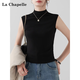 拉夏貝爾半高領(lǐng)無(wú)袖背心女2025新款棉內搭打底衫無(wú)袖T恤百搭上衣 黑色 2XL
