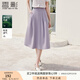 香影西裝a字半身裙女2025夏裝新款高腰通勤垂感大擺傘裙紫色裙子 紫色 L 165/88A/110-125斤