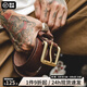 馬登工裝 復(fù)古進(jìn)口腰帶黃銅單針快脫扣頭硬漢褲帶皮帶男 深咖色