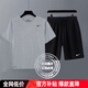 耐克（NIKE）套裝男裝 2025夏季新款運動(dòng)服健身訓練快干透氣短袖T恤 梭織短褲 HF0507-091+DV9858-010/2件套 M(170)-建議體重120-140斤