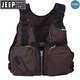 JEEP SPIRIT輕機能多口袋背心包可調節兩用戰術(shù)馬甲包男女款多功能溪流釣魚(yú)包 綠偏棕色 L