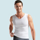 夢(mèng)特嬌莫代爾無(wú)痕背心男士薄款涼感冰絲無(wú)袖打底衫運動(dòng)跨欄坎肩汗衫夏季 【寬肩V領(lǐng)】玉石白 XL 【適合130-150斤】