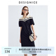 迪賽尼斯（DESIGNICE）2024年夏季新款通勤風(fēng)休閑顯瘦拼接Polo領(lǐng)高腰短袖連衣裙 黑白 M
