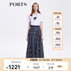 PORTS寶姿女裝春夏復古“鏡夢薔薇”印花半身裙LM8S043MPP049 丈青印花 L (8)
