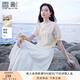 香影奶黃色小雛菊針織短袖t恤女2025夏裝新款圓領洋氣小個子上衣 黃色 L 165/88A/110-125斤