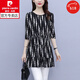 皮爾卡丹（pierre cardin）女t恤2025早春新款裝時(shí)尚短袖寬松中長(zhǎng)款上衣漂亮洋氣小衫 黑色 3XL 建議145-160斤