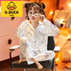 G.DUCKKIDS兒童睡衣女童春秋季純棉紗布2024新款長袖女孩大童夏季家居服套裝 LJ-星黛露紗布-長袖 160 cm[M碼]身高150-160CM