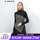 S.DEER圣迪奧女裝時尚高領撞色網(wǎng)紗系帶長袖T恤S223Z0216 黑色/91 L 170