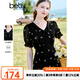 百圖betu女裝夏新款連衣裙短袖雪紡萌兔繡花減齡連衣裙女2303T90 黑色 L