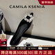 CAMILA KSENIA瓢鞋女款2025新款休閑夏季法式尖頭單鞋時(shí)尚百搭水鉆氣質(zhì)平底鞋子 黑色 37