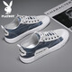 花花公子（PLAYBOY）男鞋子男2025夏季時(shí)尚帆布鞋男士潮流百搭透氣休閑鞋 藍(lán)色  40