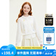 ELLE KIDS童裝 蝙蝠袖防曬空調(diào)衫女童夏季新款度假風(fēng)撞色繡花上衣 本白色 160 （S）