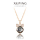 XUPING旭平首飾gdx仿水晶時(shí)尚百搭經(jīng)典蝴蝶結肥方項鏈百搭日常送禮女生飾品 4號色-黑灰色 鏈長(cháng)約40+5cm