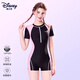 迪士尼泳衣女士競速游泳館專(zhuān)用高級感新款保守泡溫泉泳裝D15198黑色M