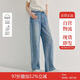 茵曼商場同款萊賽爾毛邊牛仔闊腿褲夏季女裝百搭寬松褲子 牛仔藍 27