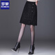 羅蒙（ROMON）小香風(fēng)半身裙女春秋2025新款高腰a字裙顯瘦時(shí)尚包裙小個(gè)子短裙子 黑色 亮絲 M  適合穿90-100斤