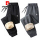 皮爾卡丹羊羔絨褲子男加絨加厚保暖休閑長(cháng)褲寬松束腳冬季純棉衛褲男運動(dòng)褲 K20黑色收口+K20深灰色收口 羊羔 XL