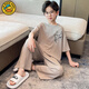 G.DUCKKIDS童裝男童睡衣夏季冰絲兒童睡衣薄款透氣男孩家居服套裝短袖兩件套 小狗款咖色aocmoac 170碼建議160-170cm14-15歲
