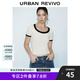 UR2025春季新款女裝時(shí)尚撞色拼接修身U型領(lǐng)短袖T恤UWM450033 淺黃色 M