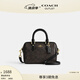蔻馳（COACH）奧萊女士經(jīng)典老花ROWAN 迷你波士頓單肩斜挎包 IM/胡桃木色/黑色