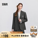 森馬西裝外套女中長款學(xué)院風(fēng)2025春寬松灰色休閑西服109125111001