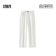森馬（Semir）森柔牛仔|牛仔褲女抓毛舒暖顯瘦拖地褲2024冬新款闊腿褲港風(fēng)復(fù)古 香草白10725-新品 四季款 M